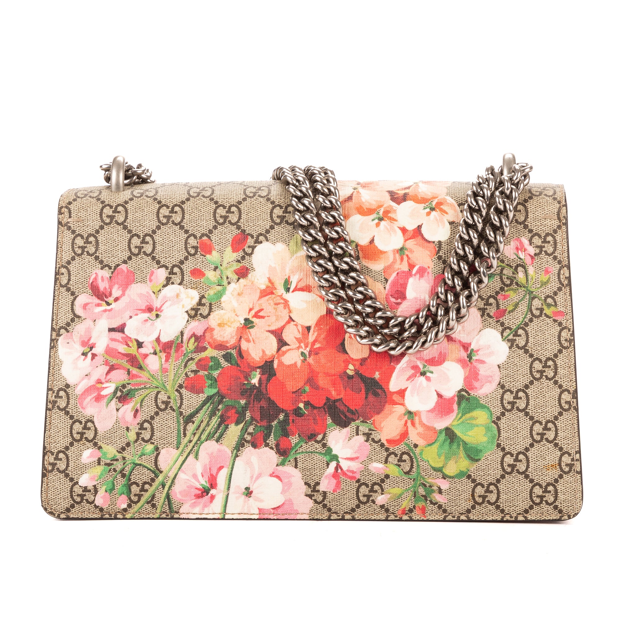 Bolso de Hombro Dionysus Pequeño Beige Lona Revestida Supreme con Estampado Floral