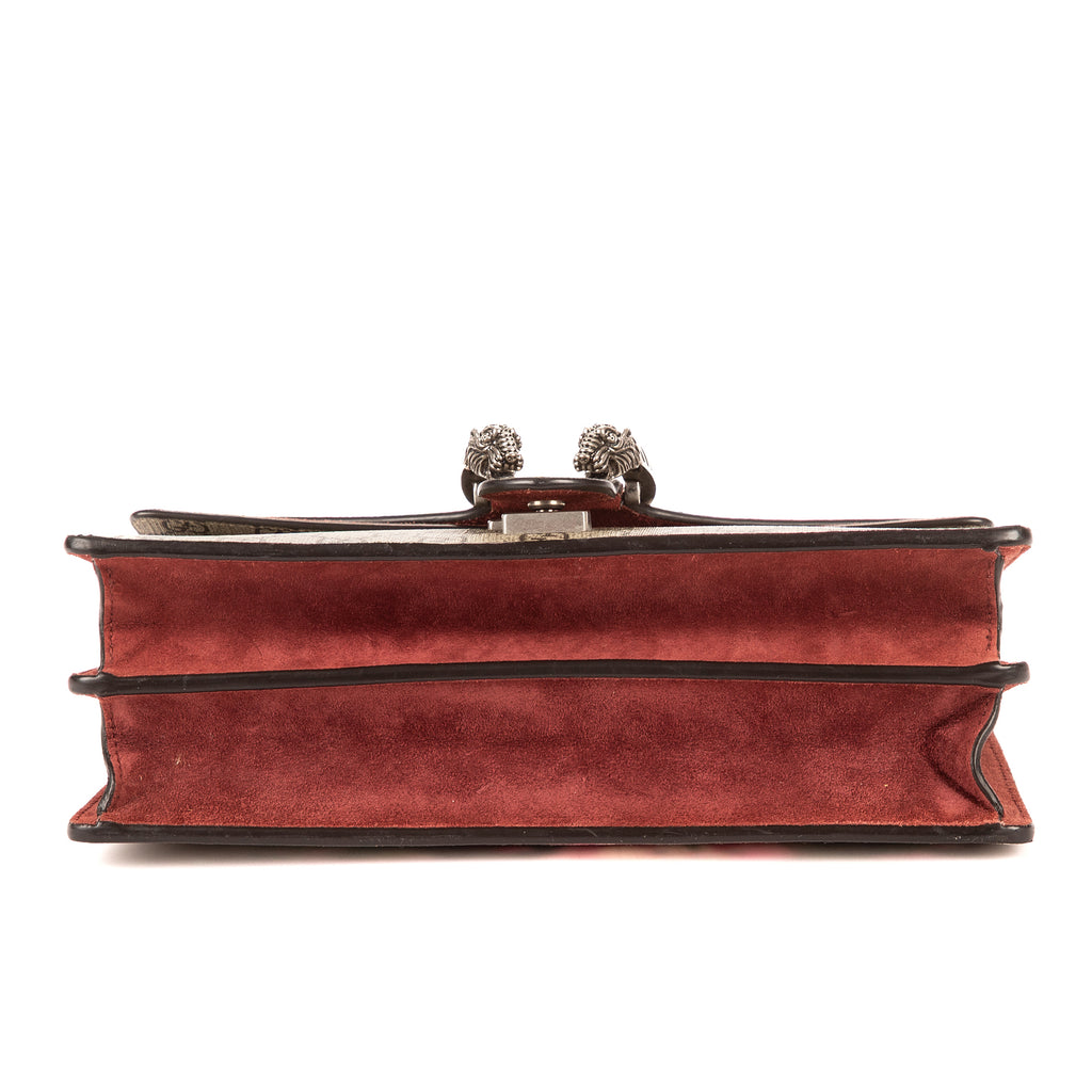Bolso de Hombro Dionysus Pequeño Beige Lona Revestida Supreme con Estampado Floral