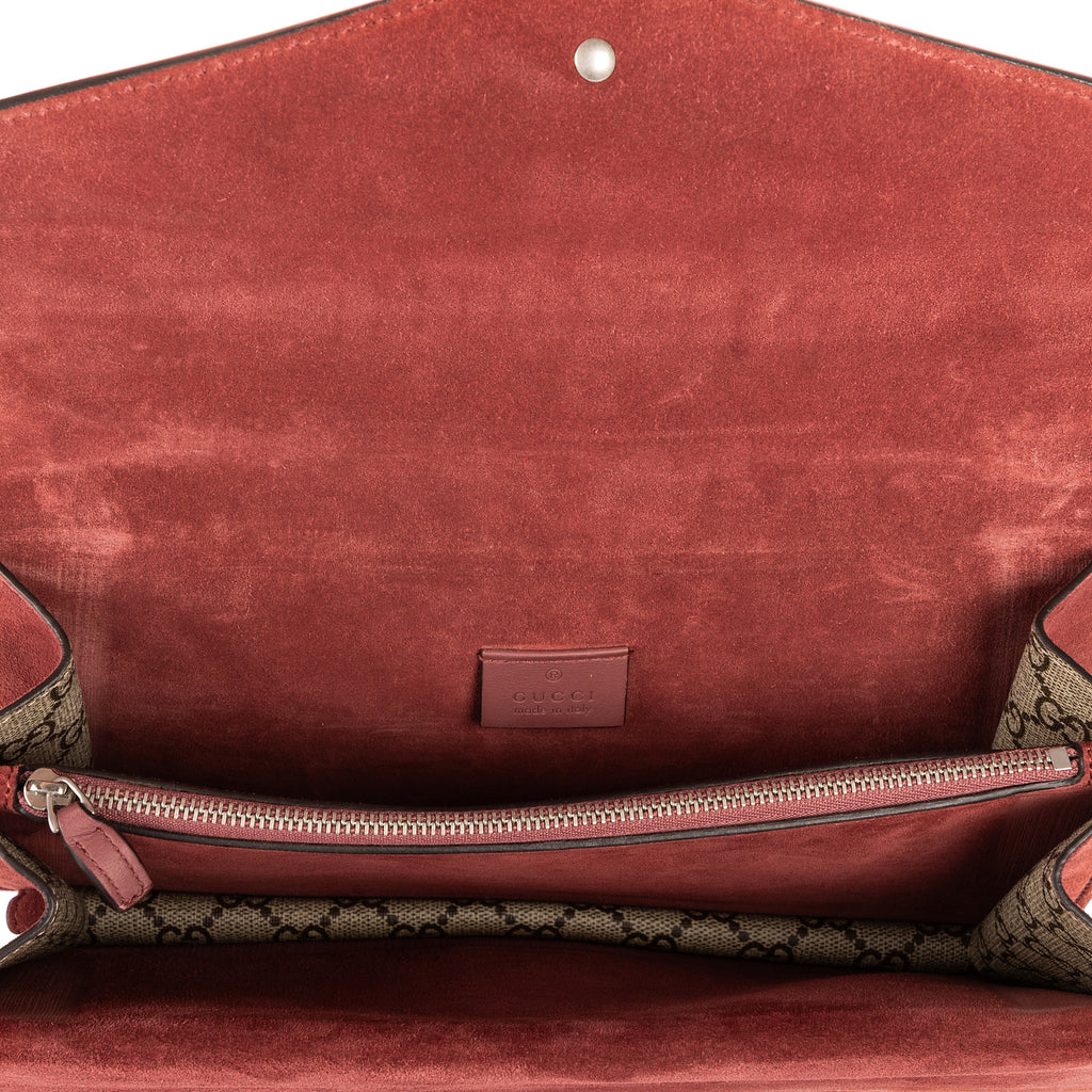 Bolso de Hombro Dionysus Pequeño Beige Lona Revestida Supreme con Estampado Floral
