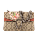 Bolso al Hombro Dionysus Blooms Pequeño en Lona Recubierta Supreme Beige con Estampado Floral