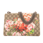 Bolso al Hombro Dionysus Blooms Pequeño en Lona Recubierta Supreme Beige con Estampado Floral