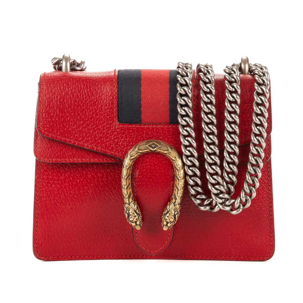 Shoulder Bag Dionysus Mini Red Pebbled Leather