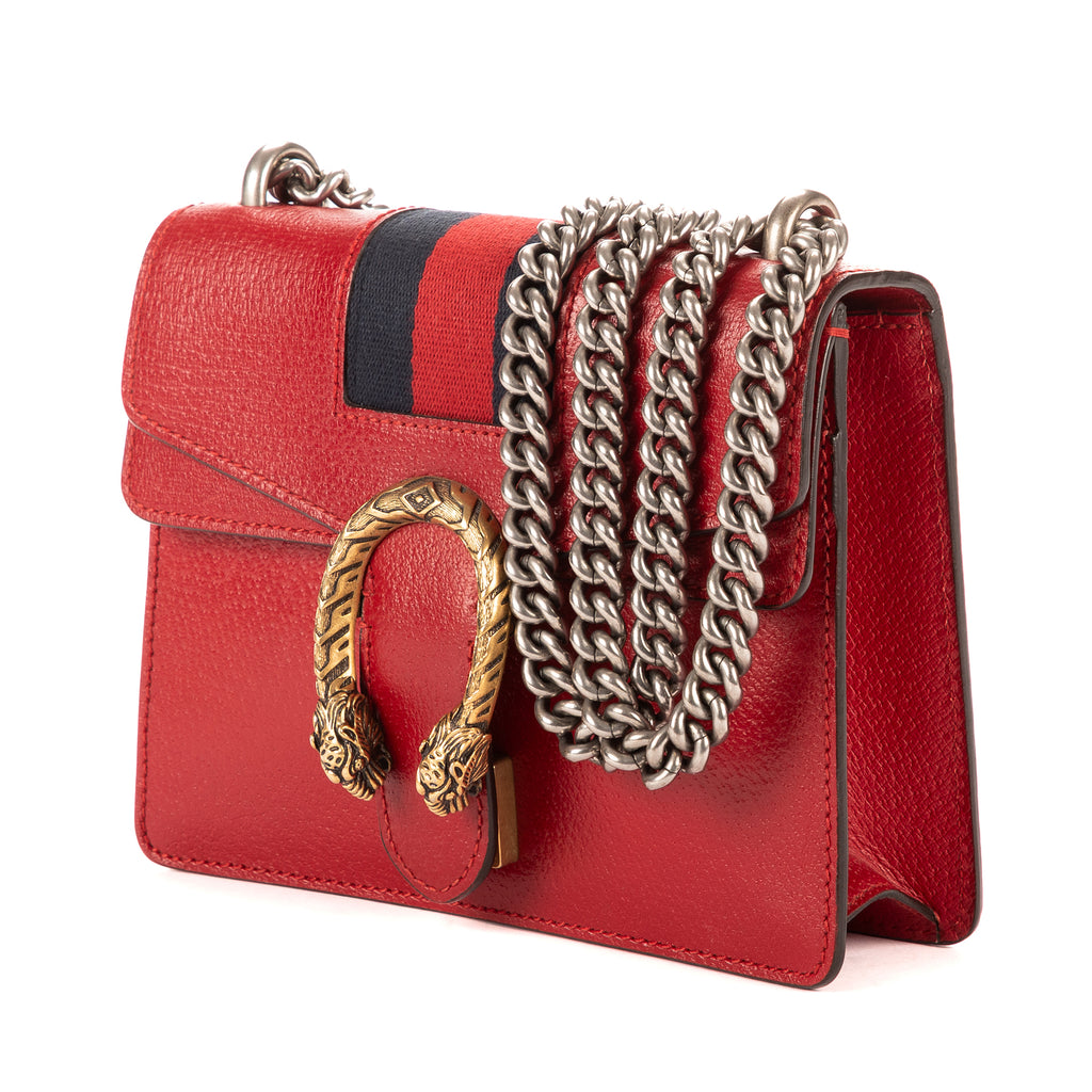Shoulder Bag Dionysus Mini Red Pebbled Leather