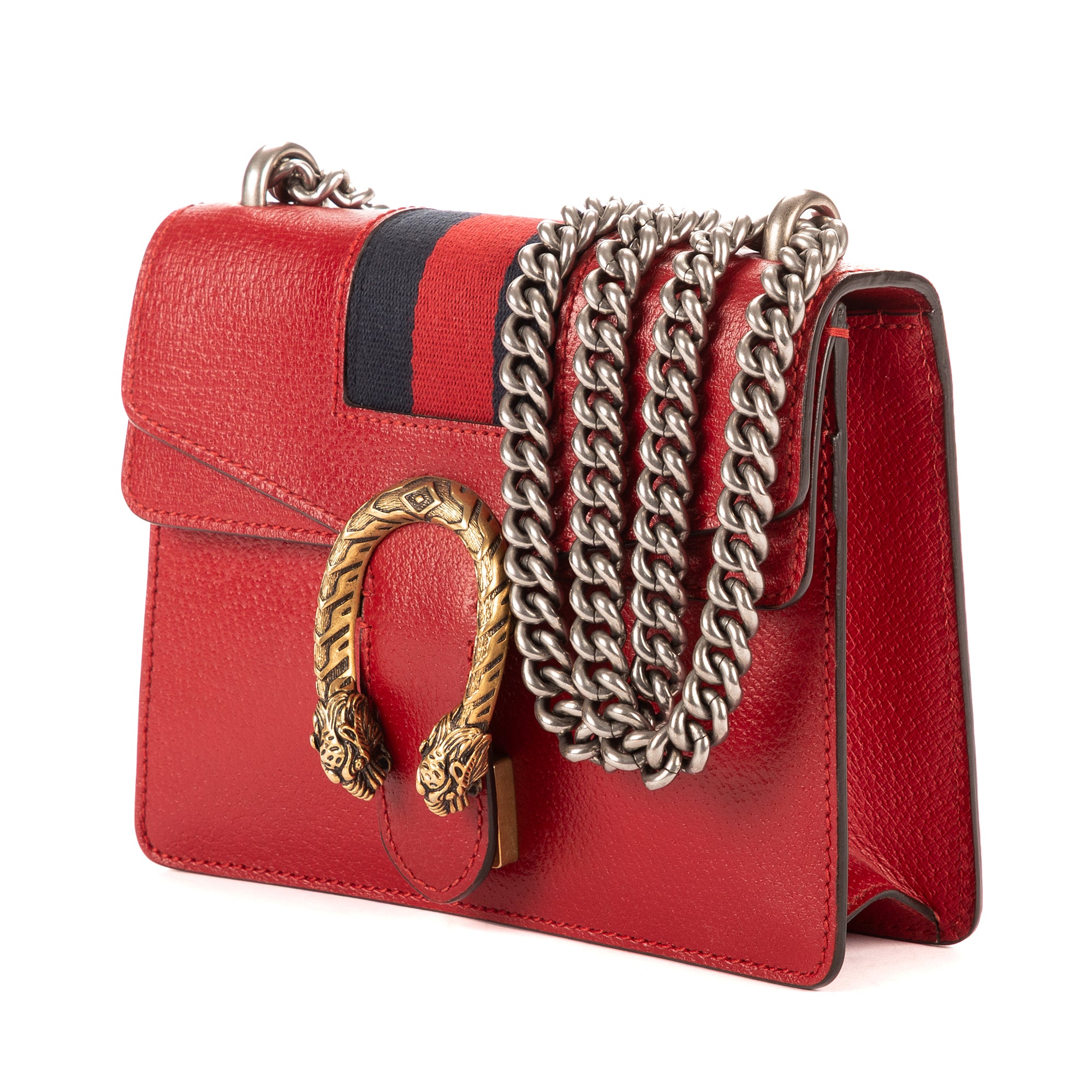 Shoulder Bag Dionysus Mini Red Pebbled Leather