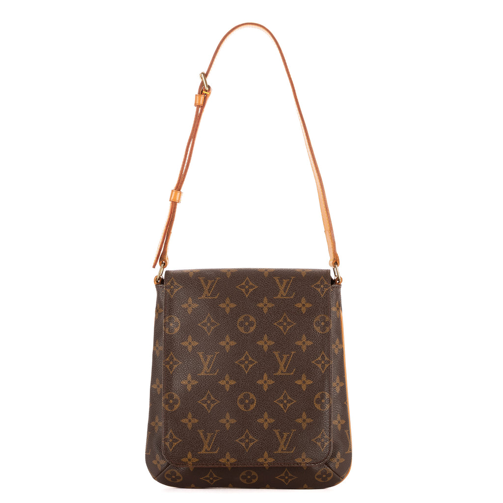 Bolso de hombro Musette Salsa marrón en lona con monograma