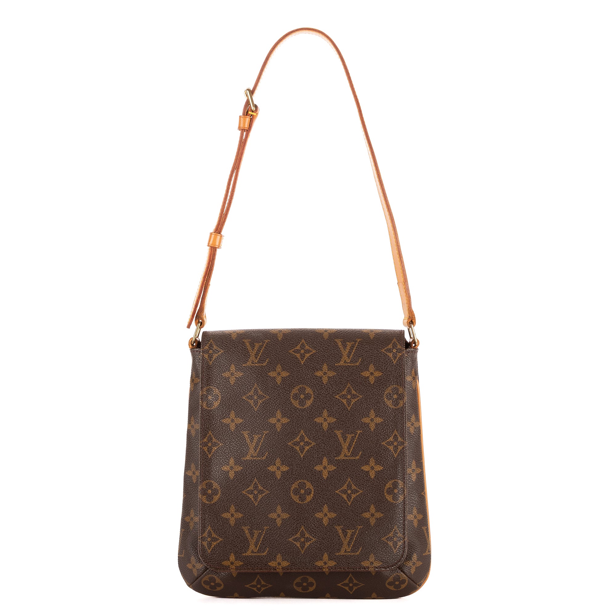 Bolso de hombro Musette Salsa marrón en lona con monograma