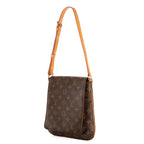 Bolso de hombro Musette Salsa marrón en lona con monograma
