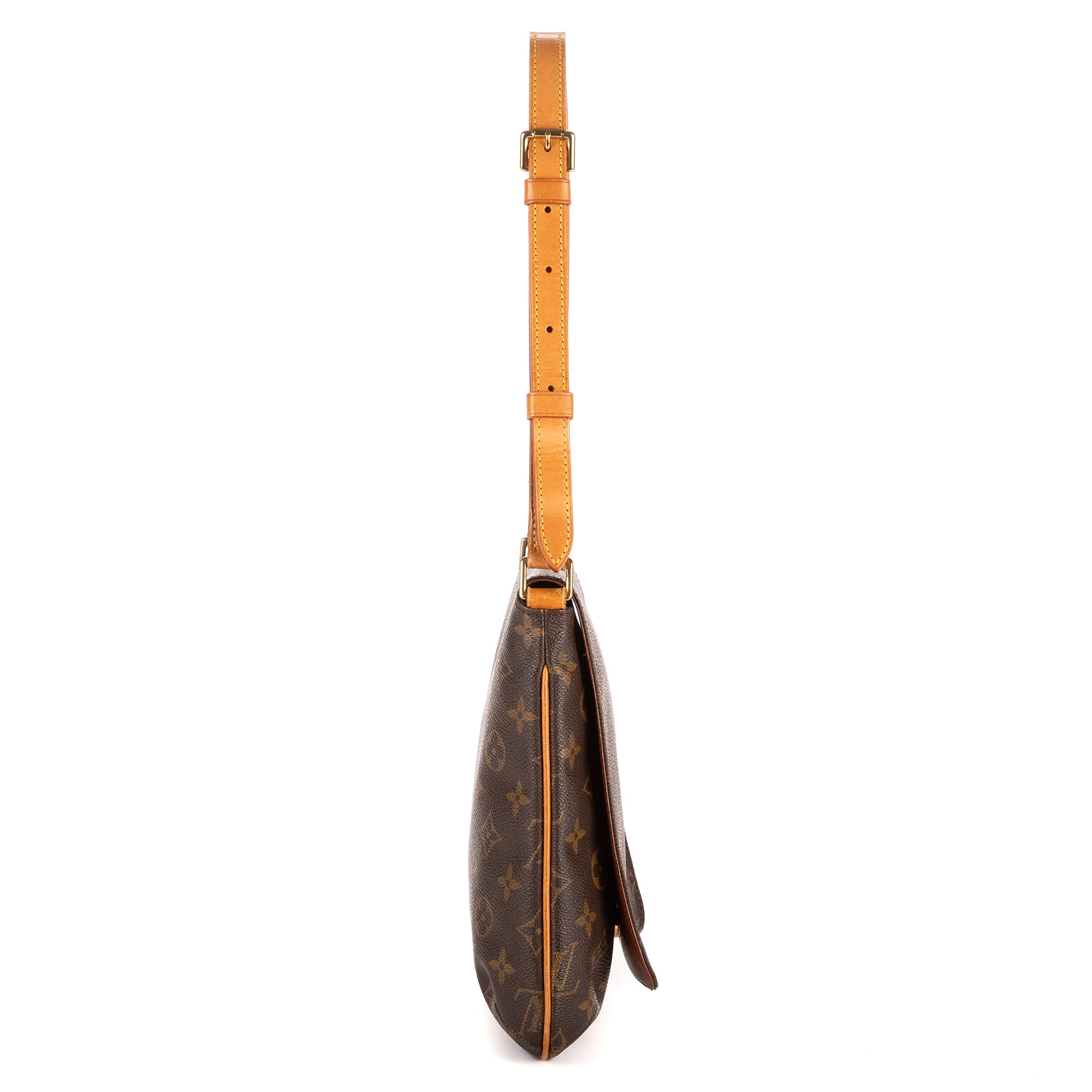 Bolso de hombro Musette Salsa marrón en lona con monograma