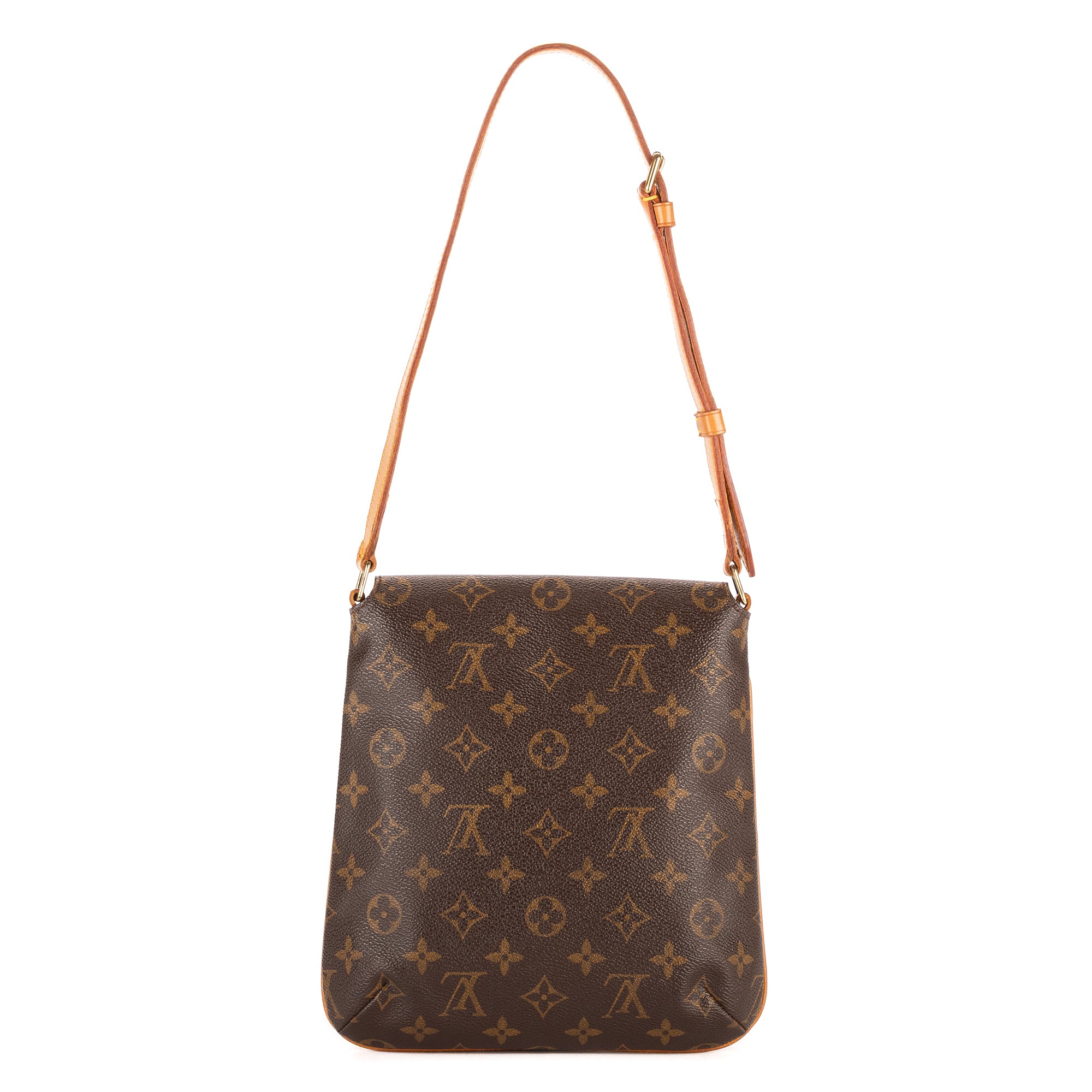 Bolso de hombro Musette Salsa marrón en lona con monograma