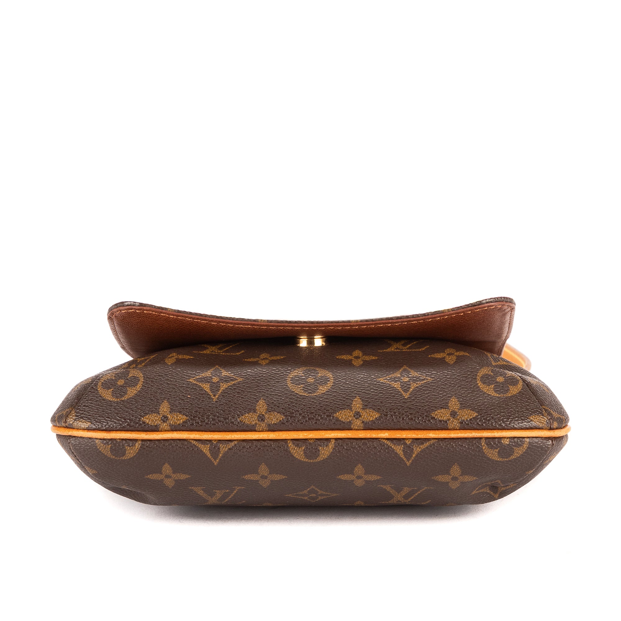 Bolso de hombro Musette Salsa marrón en lona con monograma