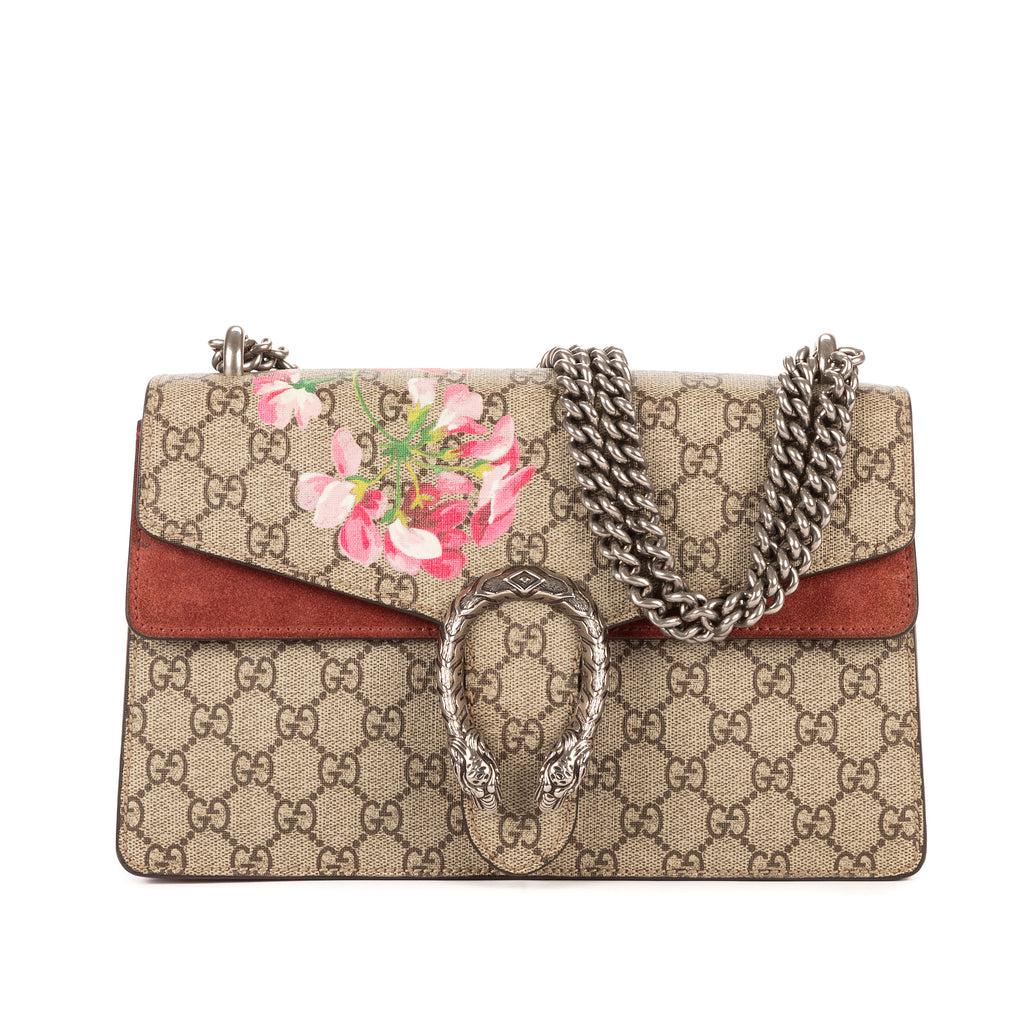 Bolso de hombro Blooms Dionysus pequeño lona revestida Supreme con estampado Blooms beige