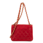 Bolso de hombro atemporal mini piel acolchada lisa roja