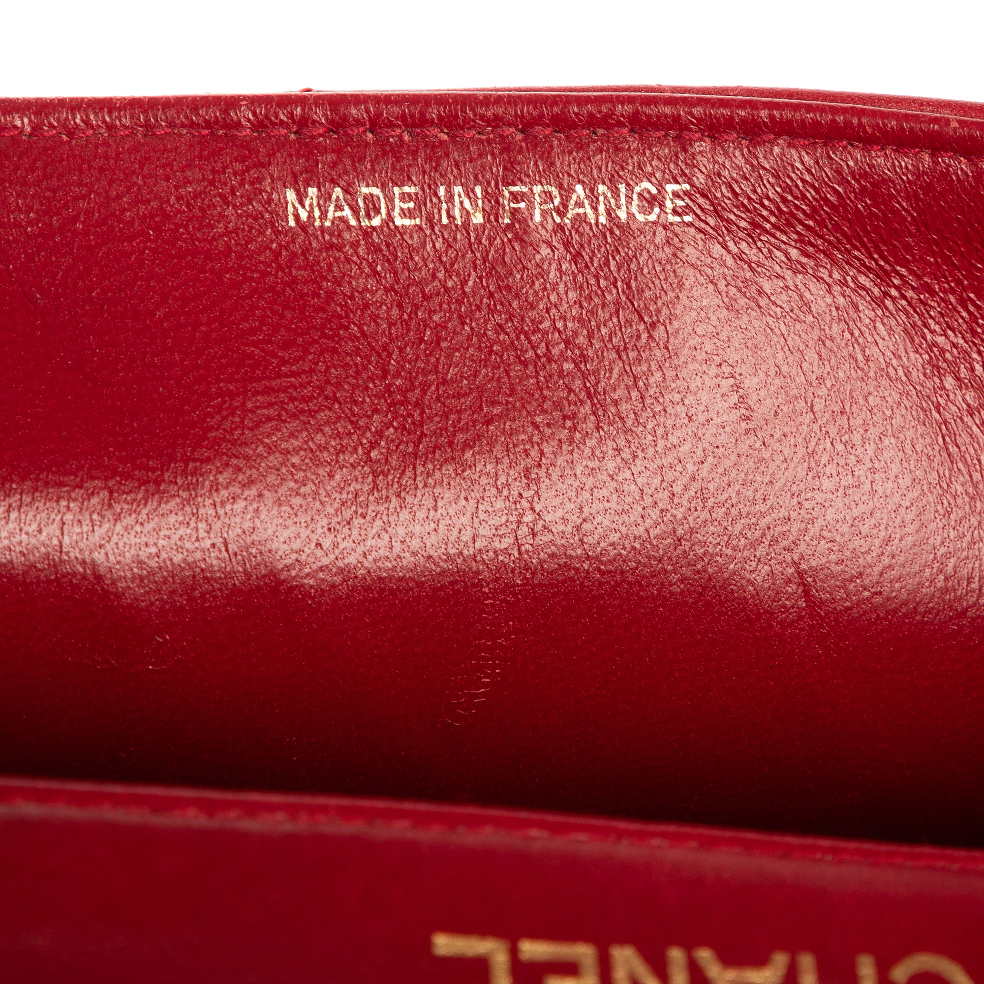 Bolso de hombro atemporal mini piel acolchada lisa roja