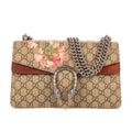 Bolso de Hombro Blooms Dionysus Pequeño Lona Revestida Supreme Beige con Motivos Florales