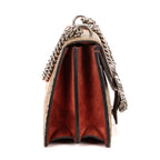 Bolso de Hombro Blooms Dionysus Pequeño Lona Revestida Supreme Beige con Motivos Florales