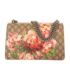 Bolso de Hombro Blooms Dionysus Pequeño Lona Revestida Supreme Beige con Motivos Florales