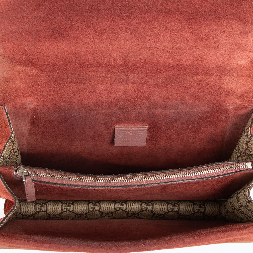 Bolso de Hombro Blooms Dionysus Pequeño Lona Revestida Supreme Beige con Motivos Florales