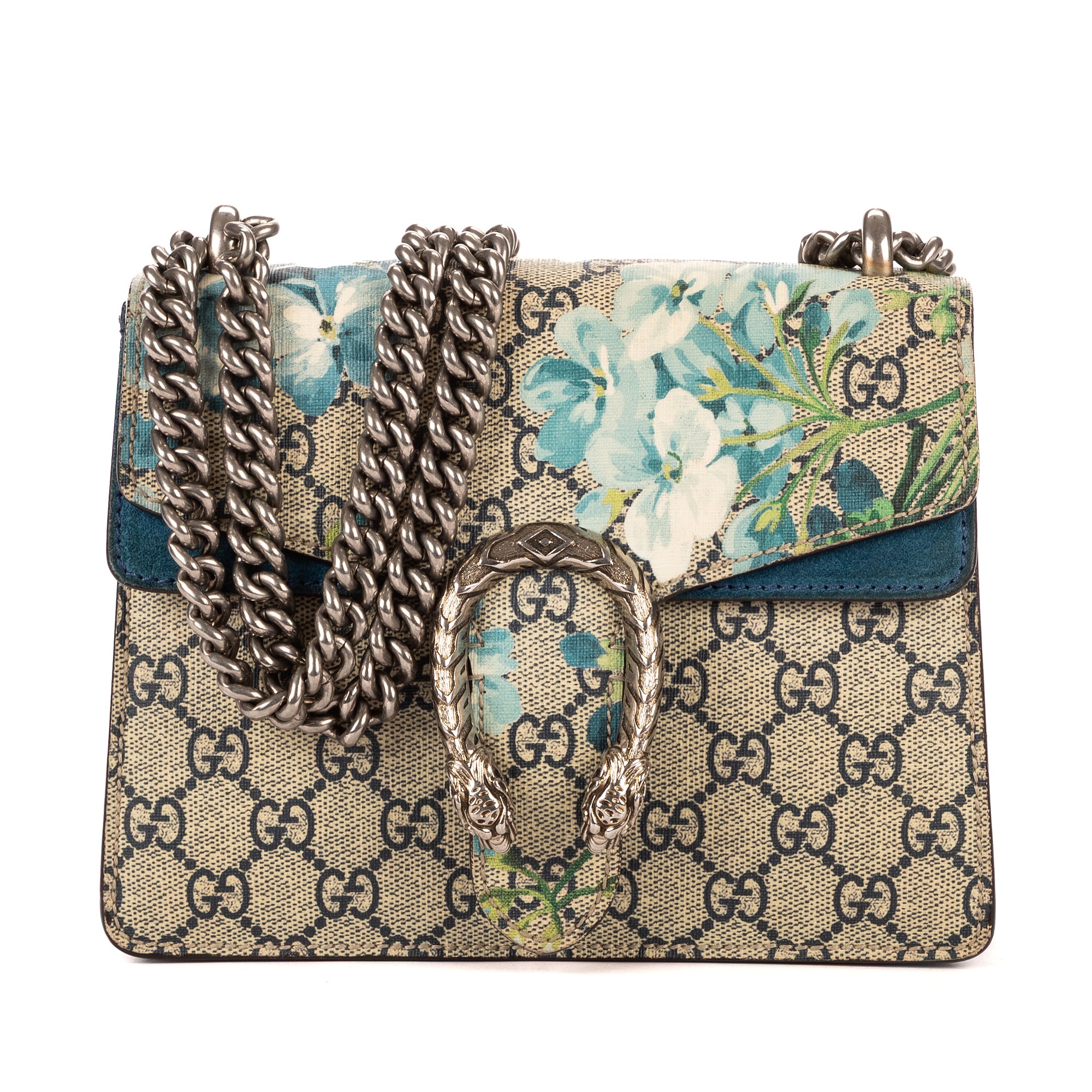 Bolso de Hombro Blooms Dionysus Mini Lona Recubierta Supreme Beige Estampado Floral