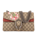 Bolso de Hombro Blooms Dionysus Pequeño Lona Revestida Supreme Beige con Motivo Floral