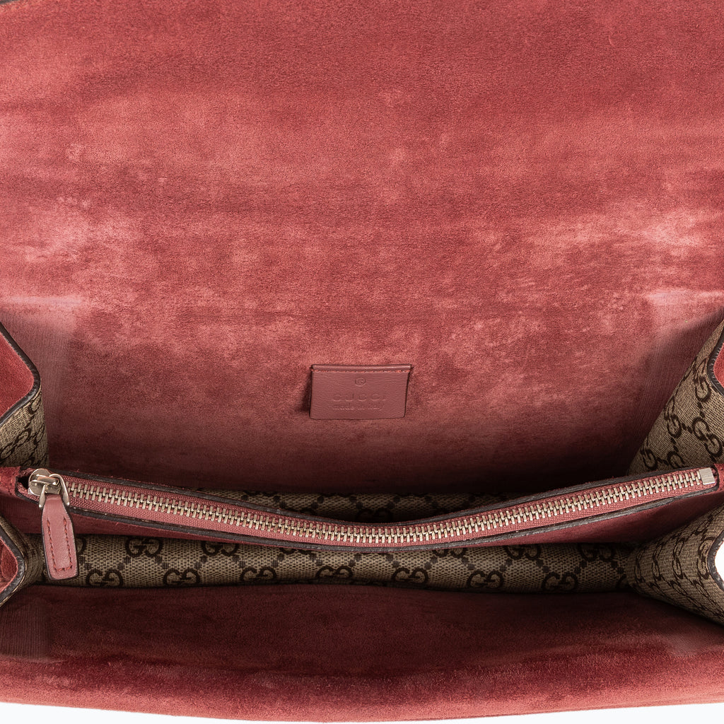 Bolso de Hombro Blooms Dionysus Pequeño Lona Revestida Supreme Beige con Motivo Floral