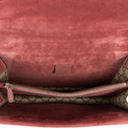 Bolso de Hombro Blooms Dionysus Pequeño Lona Revestida Supreme Beige con Motivo Floral
