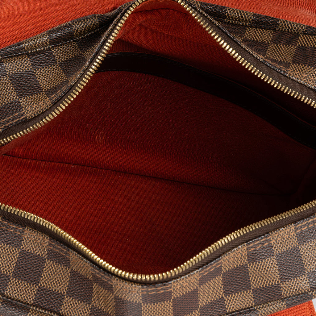Sac à Bandoulière Naviglio Damier Ébène Marron Foncé