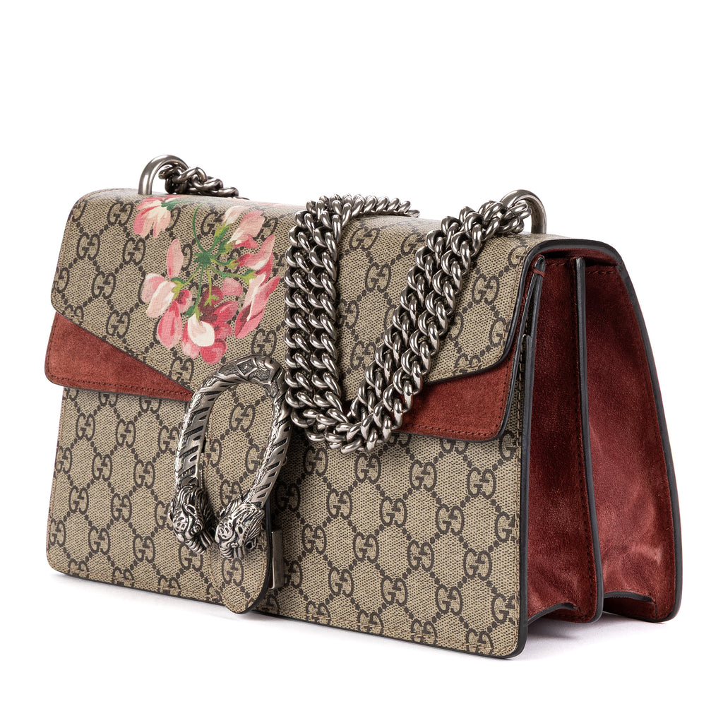 Bolso de Hombro Dionysus Small Beige Blooms Supreme Coated Canvas