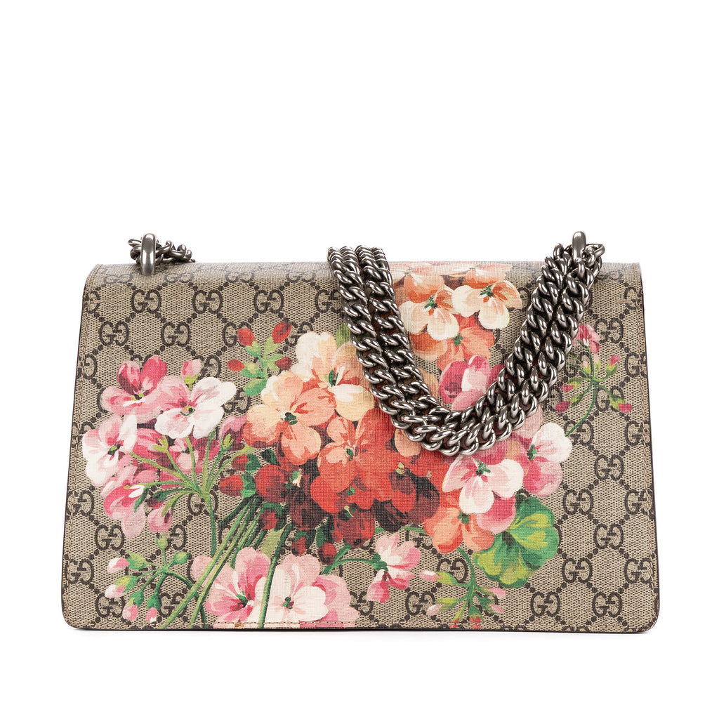 Bolso de Hombro Dionysus Small Beige Blooms Supreme Coated Canvas