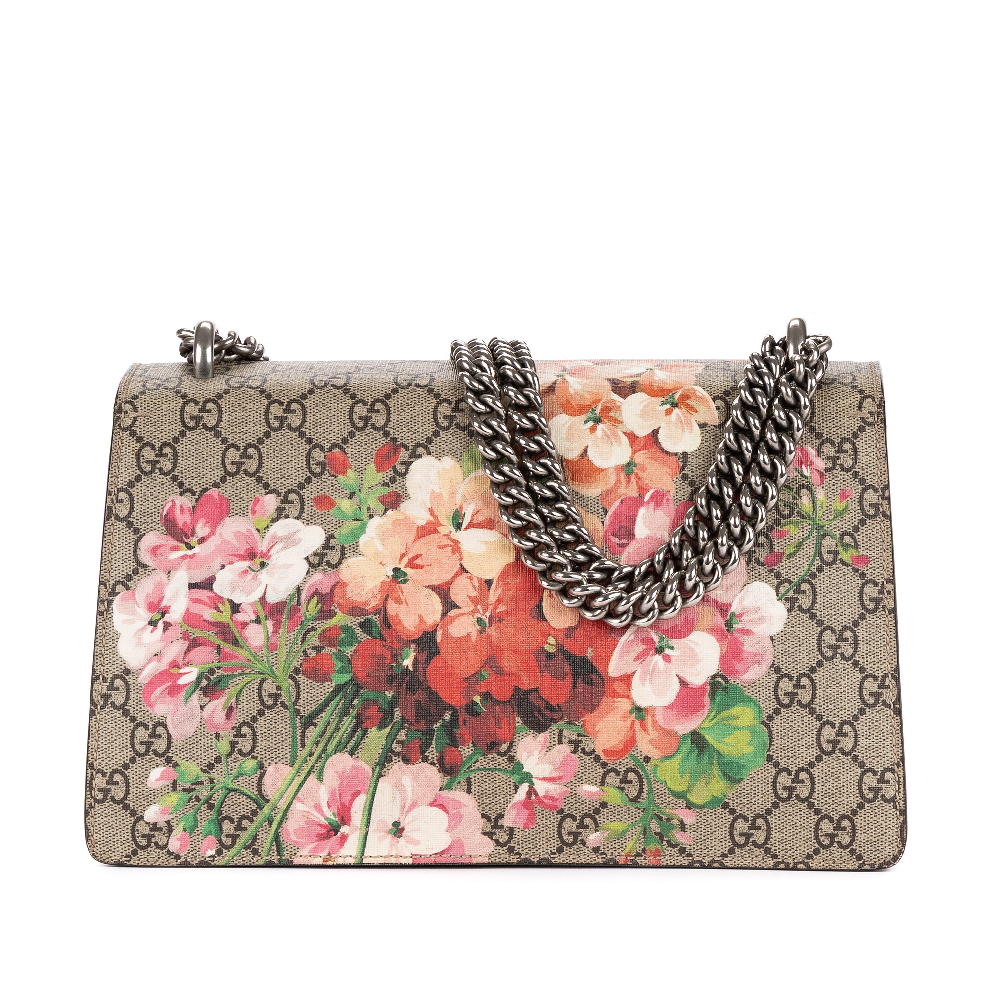 Bolso de Hombro Dionysus Small Beige Blooms Supreme Coated Canvas