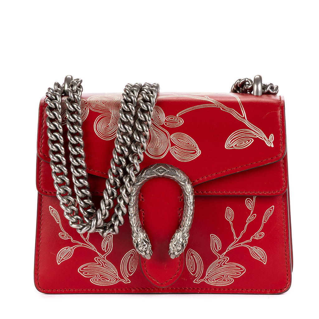 Bolso de hombro edición limitada Año Nuevo Chino Dionysus mini piel lisa roja