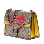 Shoulder Bag Crystal Bow GG Supreme Dionysus Medium Beige Prominent Crystal- Embroidered Velvet Bow Canvas with Yellow Suede