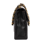 Bolso de Hombro Vintage Jumbo Negro Piel Lisa Acolchada
