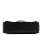 Bolso de Hombro Vintage Jumbo Negro Piel Lisa Acolchada