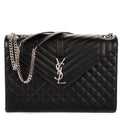 Shoulder Bag Enveloppe Chain Large Black Quilted Leather