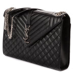 Shoulder Bag Enveloppe Chain Large Black Quilted Leather