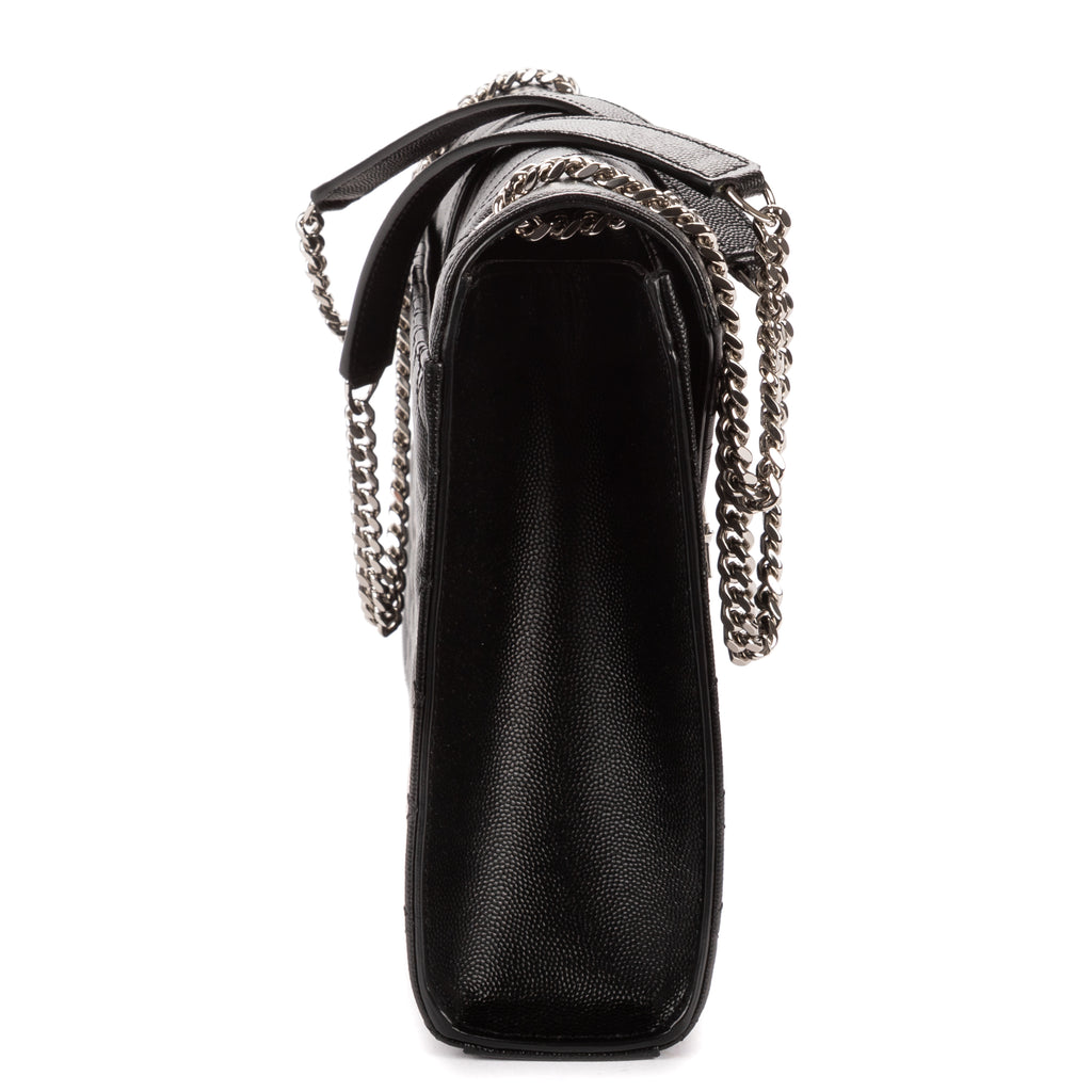 Shoulder Bag Enveloppe Chain Large Black Quilted Leather