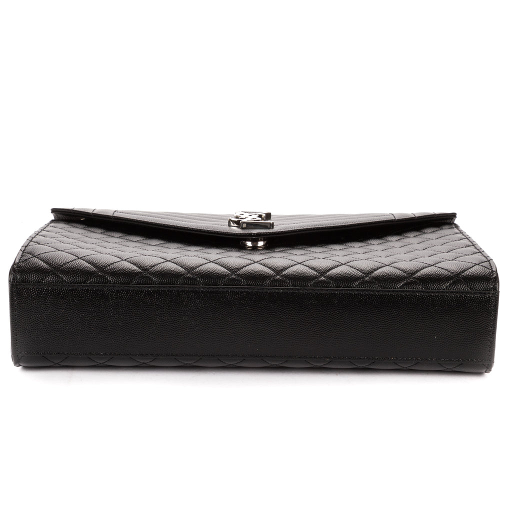 Shoulder Bag Enveloppe Chain Large Black Quilted Leather