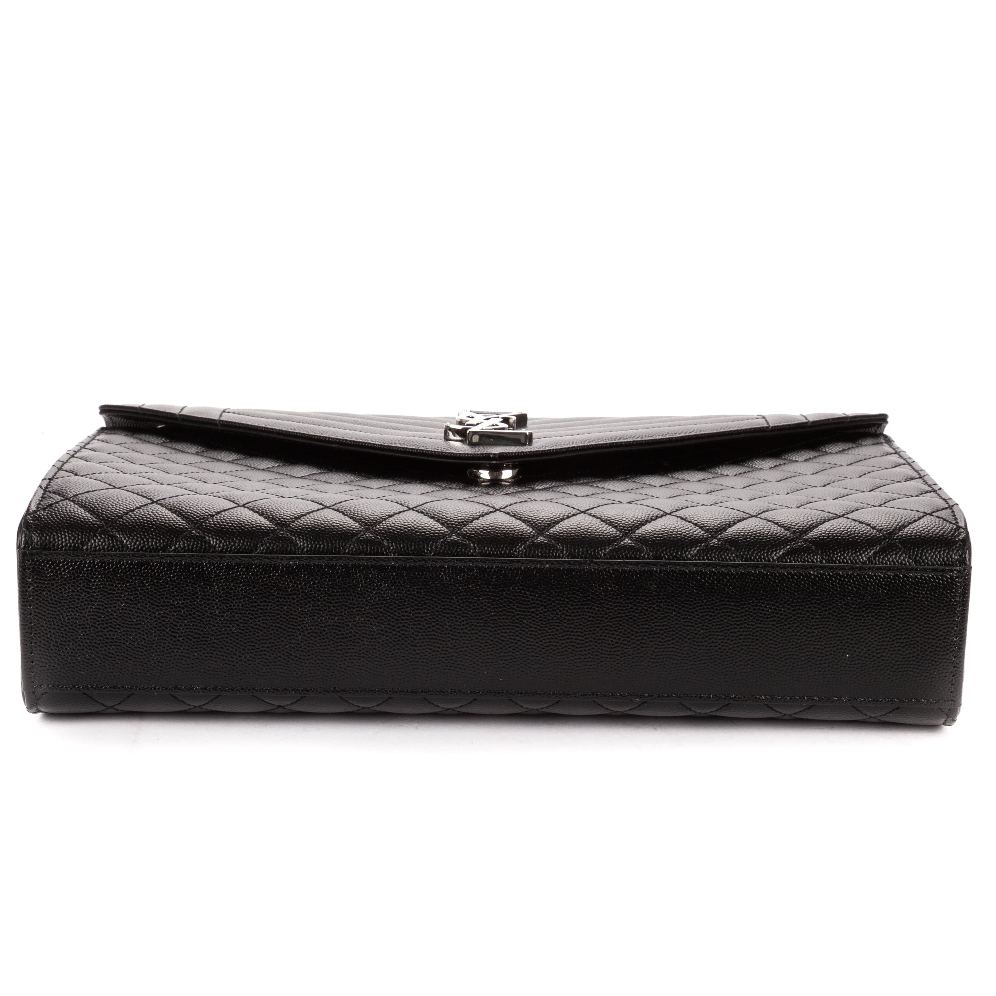 Shoulder Bag Enveloppe Chain Large Black Quilted Leather