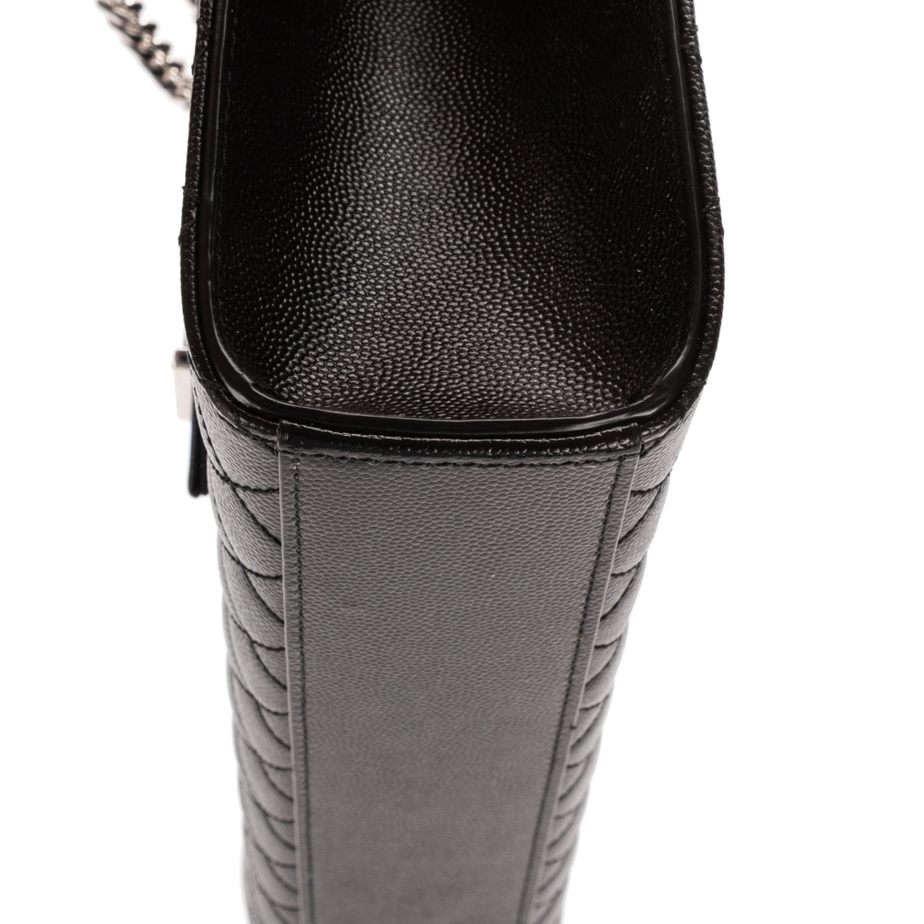 Shoulder Bag Enveloppe Chain Large Black Quilted Leather