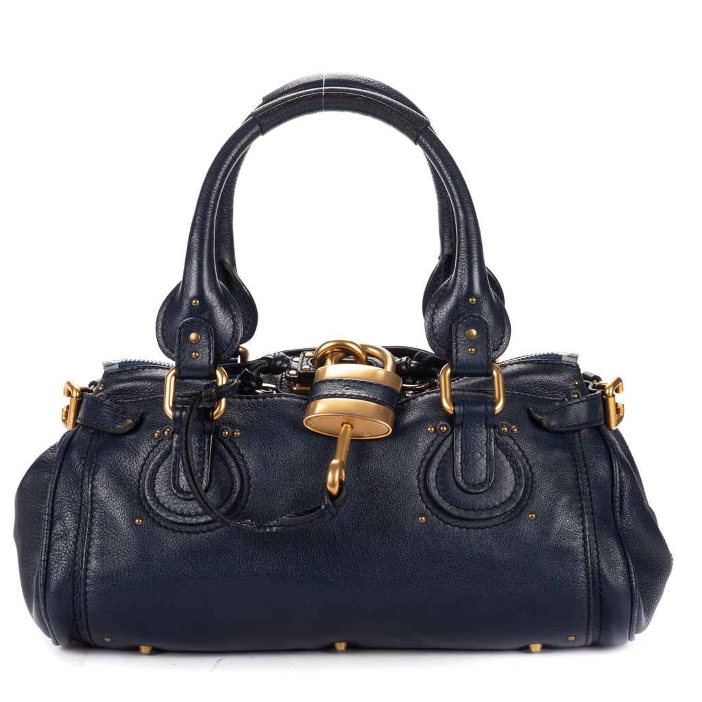 Handbag Paddington Blue Calfskin Leather