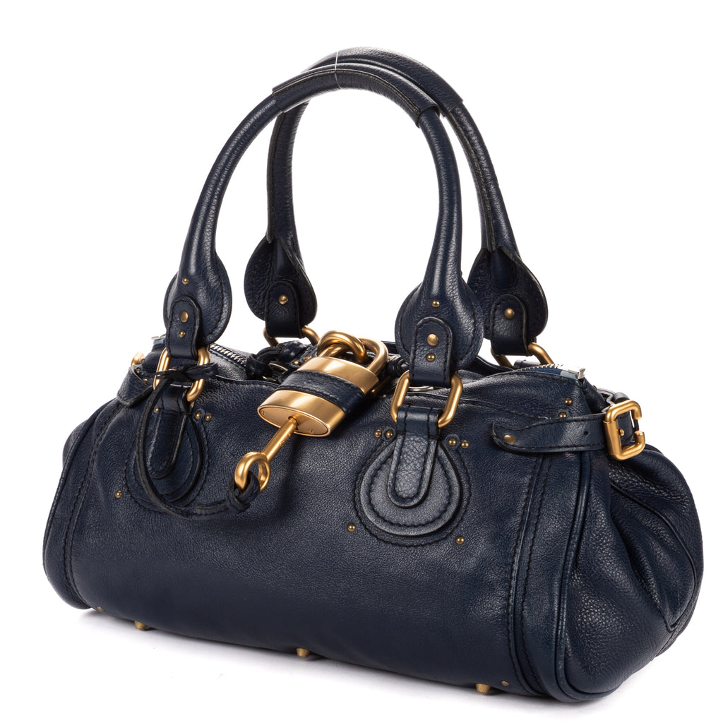 Handbag Paddington Blue Calfskin Leather