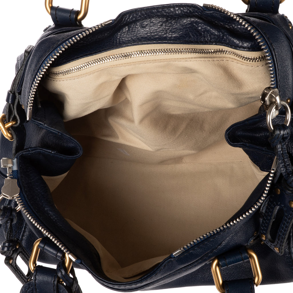 Handbag Paddington Blue Calfskin Leather