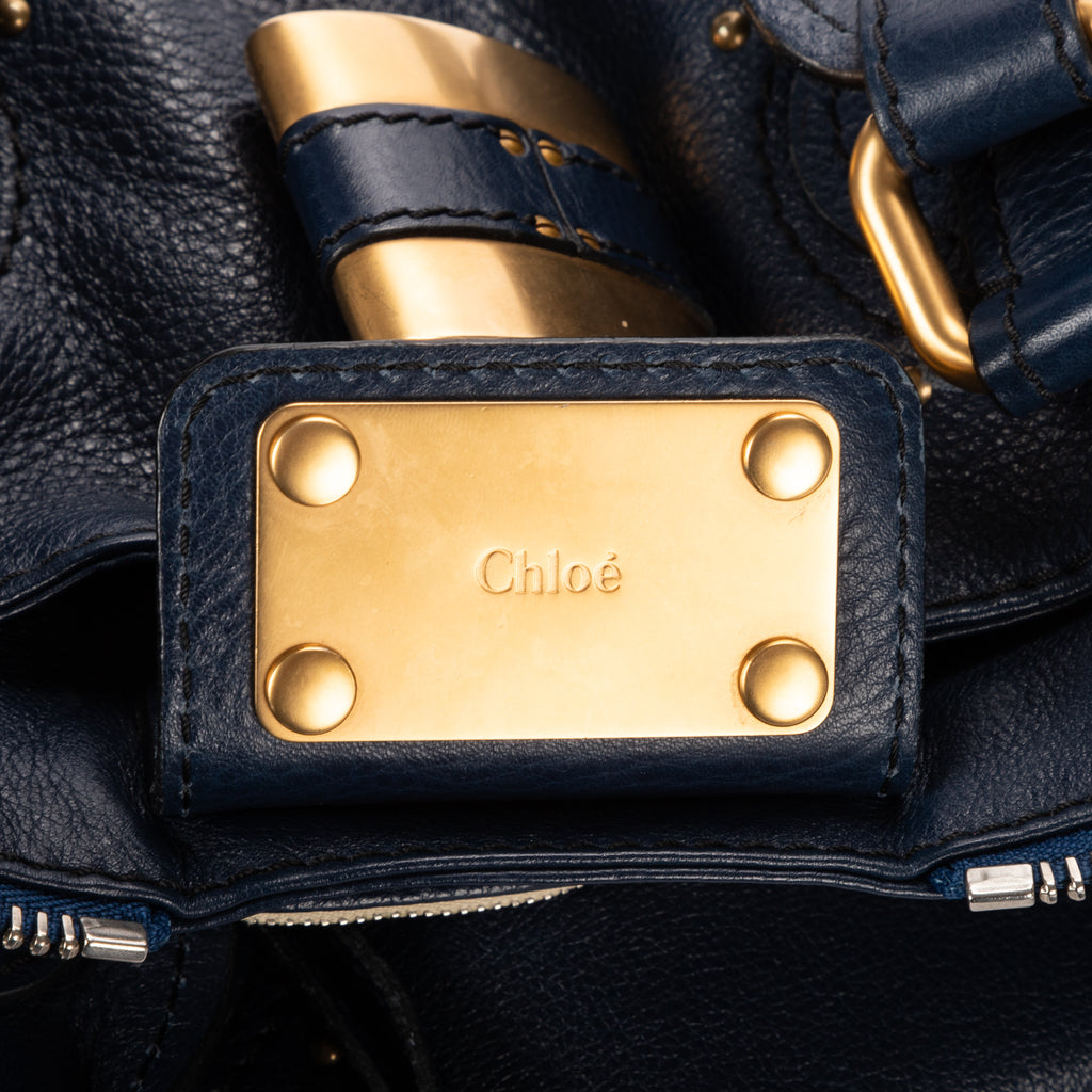 Handbag Paddington Blue Calfskin Leather