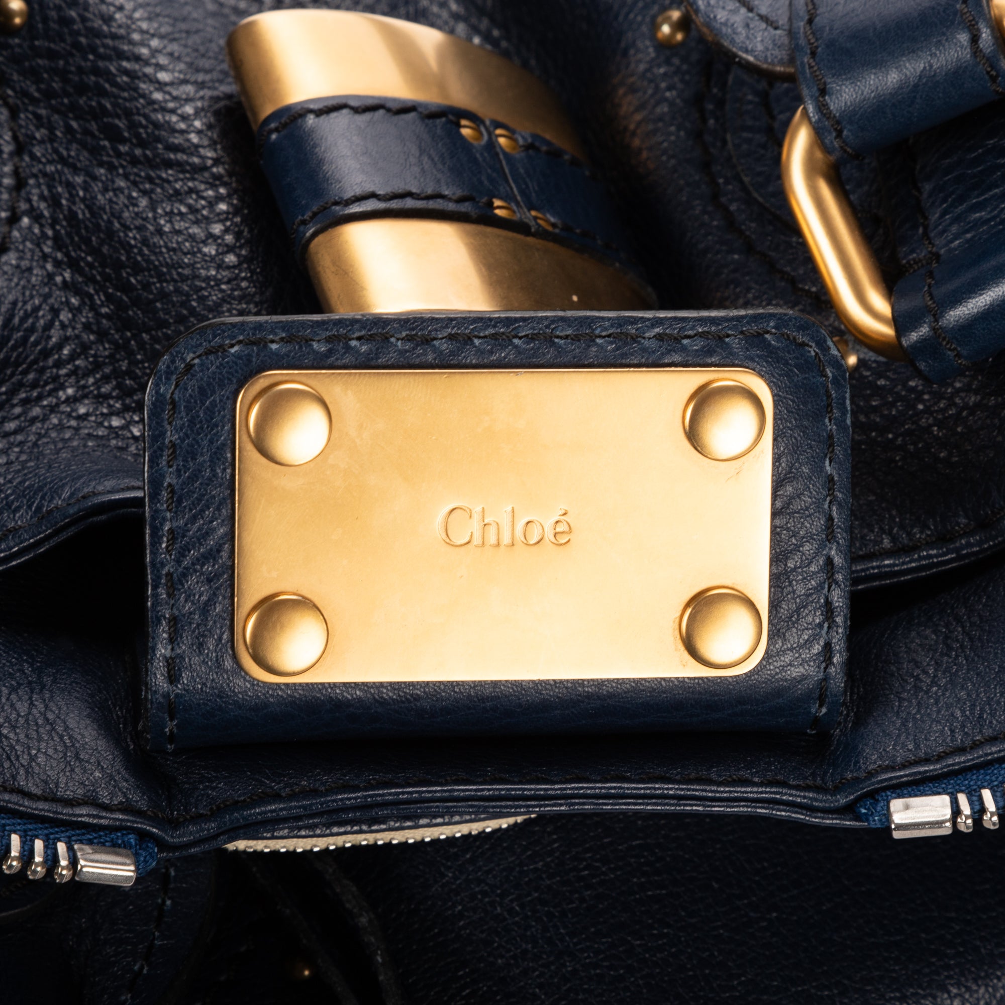 Handbag Paddington Blue Calfskin Leather