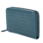 Wallet Classic Continental Wallet Blue Intrecciato Leather