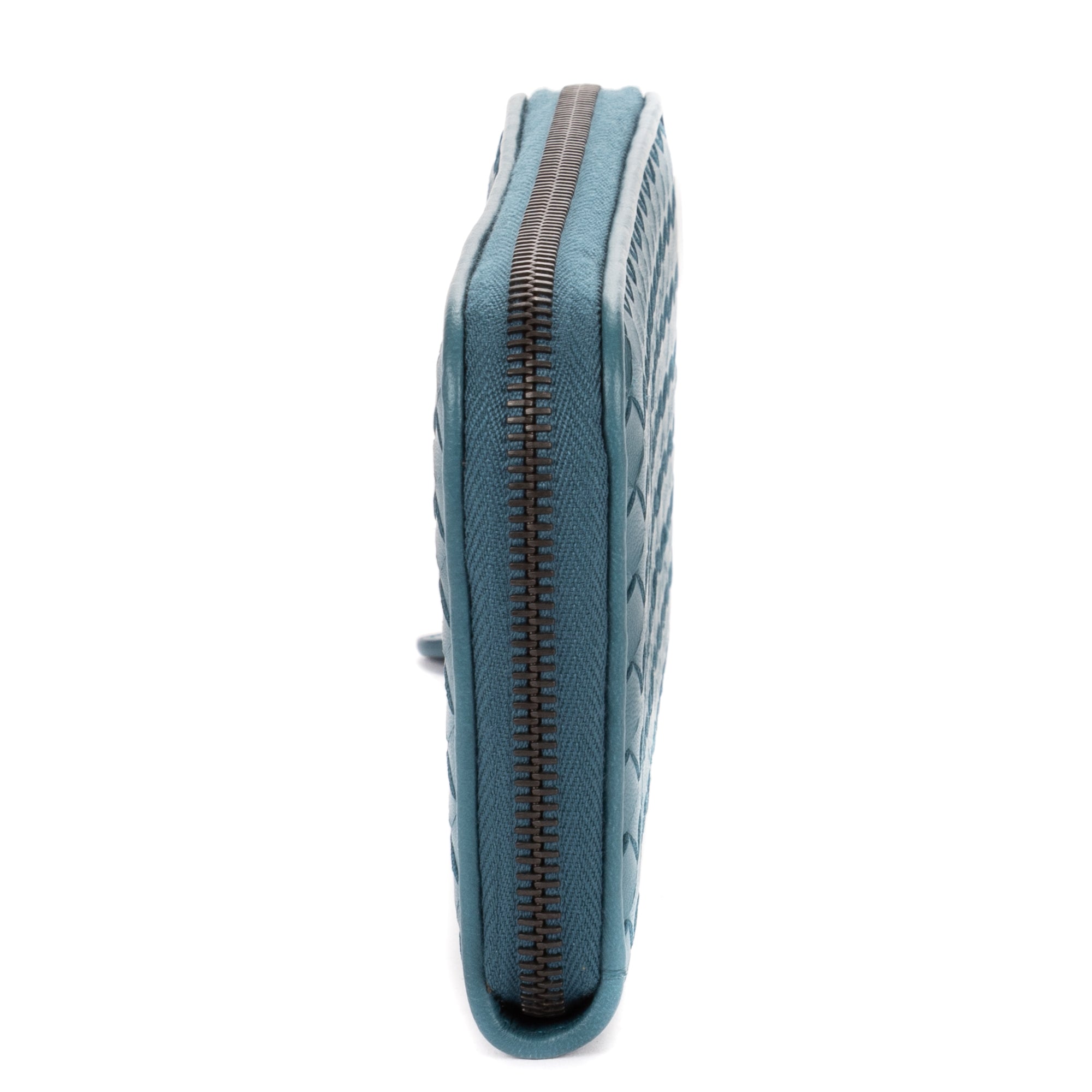 Wallet Classic Continental Wallet Blue Intrecciato Leather