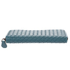 Wallet Classic Continental Wallet Blue Intrecciato Leather