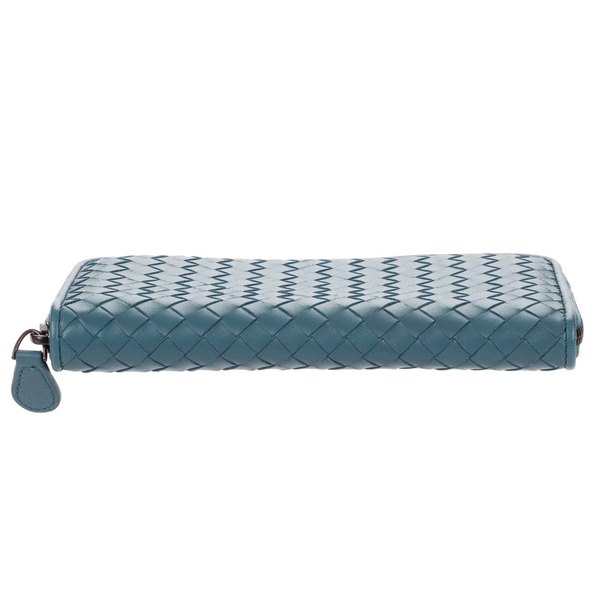 Wallet Classic Continental Wallet Blue Intrecciato Leather