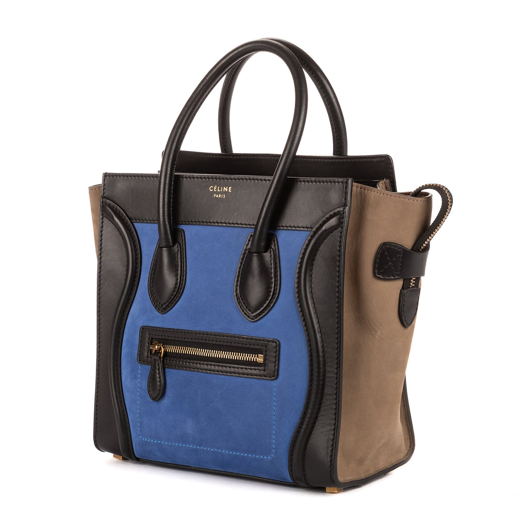 Sac à main Micro Lugagge Tricolore Cuir de veau noir
