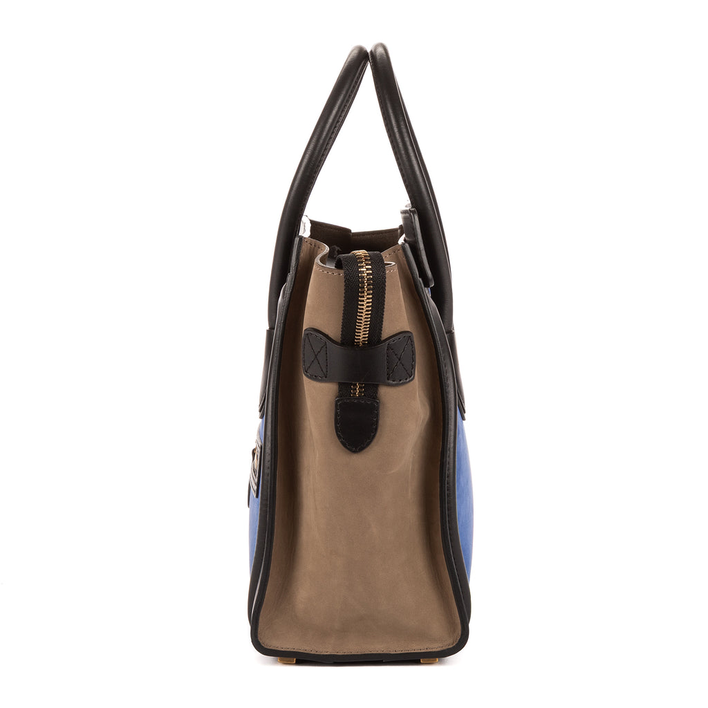 Sac à main Micro Lugagge Tricolore Cuir de veau noir